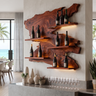 Vardeno Live Edge Floating Wine Shelf by Timberustic — Mahogany finish