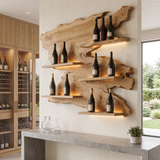 Vardeno Live Edge Floating Wine Shelf by Timberustic — Natural Oak finish