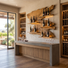 Vardeno Live Edge Floating Wine Shelf by Timberustic — Teak finish