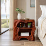 Vardessa Sculpted Arch Handcrafted Bedside Table by Timberustic — Mahogany finish