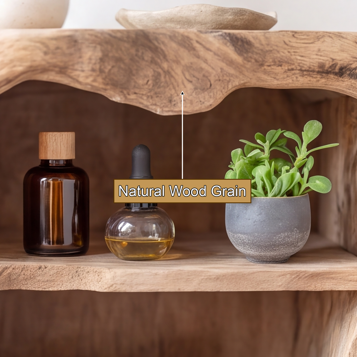 Vardessa Sculpted Arch Handcrafted Bedside Table by Timberustic — natural wood grain detail