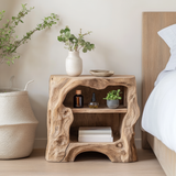 Vardessa Sculpted Arch Handcrafted Bedside Table by Timberustic — overall product view