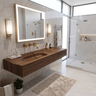 Varelon Topographic Contour Handcrafted Floating Bathroom Vanity with Integrated Sink by Timberustic — Brown finish