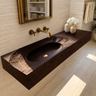 Varelon Topographic Contour Handcrafted Floating Bathroom Vanity with Integrated Sink by Timberustic — Dark Walnut finish