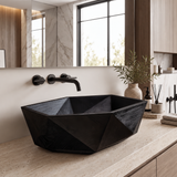 Velarell Faceted Geometric Handcrafted Vessel Sinks Black - Timberustic Vessel Sinks