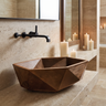 Velarell Faceted Geometric Handcrafted Vessel Sinks Brown - Timberustic Vessel Sinks