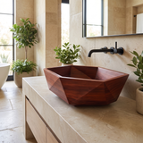Velarell Faceted Geometric Handcrafted Vessel Sinks Mahogany - Timberustic Vessel Sinks