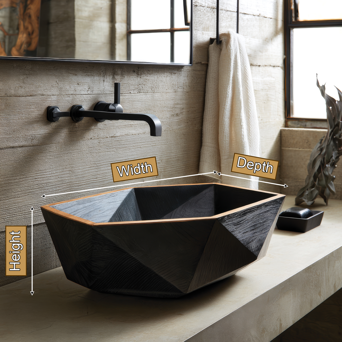 Velarell Faceted Geometric Handcrafted Vessel Sinks - Timberustic Vessel Sinks