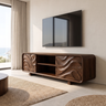 Velavale Sculpted Flowing Panel Handcrafted TV Cabinet Dark Walnut - Timberustic TV Cabinet