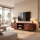 Velavale Sculpted Flowing Panel Handcrafted TV Cabinet Mahogany - Timberustic TV Cabinet