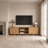 Velavale Sculpted Flowing Panel Handcrafted TV Cabinet Natural Oak - Timberustic TV Cabinet