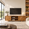 Velavale Sculpted Flowing Panel Handcrafted TV Cabinet Teak - Timberustic TV Cabinet