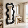 Velavane Flowing Contour Sculpted Handcrafted Mirror Frame by Timberustic — Black finish
