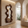 Velavane Flowing Contour Sculpted Handcrafted Mirror Frame by Timberustic — Dark Walnut finish