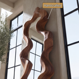 Velavane Flowing Contour Sculpted Handcrafted Mirror Frame by Timberustic — handcrafted details