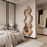 Velavane Flowing Contour Sculpted Handcrafted Mirror Frame by Timberustic — Natural Oak finish
