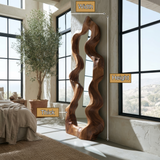 Velavane Flowing Contour Sculpted Handcrafted Mirror Frame by Timberustic — product dimensions