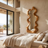 Velavane Flowing Contour Sculpted Handcrafted Mirror Frame by Timberustic — Teak finish