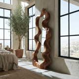 Velavane Flowing Contour Sculpted Handcrafted Mirror Frame by Timberustic — overall product view