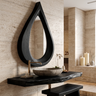 Velawyn Teardrop Sculpted Handcrafted Mirror Frame by Timberustic — Black finish
