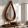 Velawyn Teardrop Sculpted Handcrafted Mirror Frame by Timberustic — Brown finish
