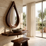 Velawyn Teardrop Sculpted Handcrafted Mirror Frame by Timberustic — Dark Walnut finish