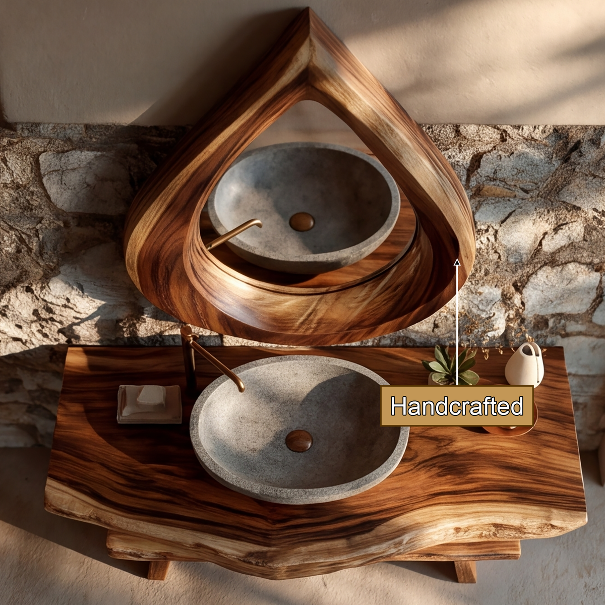 Velawyn Teardrop Sculpted Handcrafted Mirror Frame by Timberustic — handcrafted details