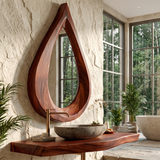 Velawyn Teardrop Sculpted Handcrafted Mirror Frame by Timberustic — Mahogany finish
