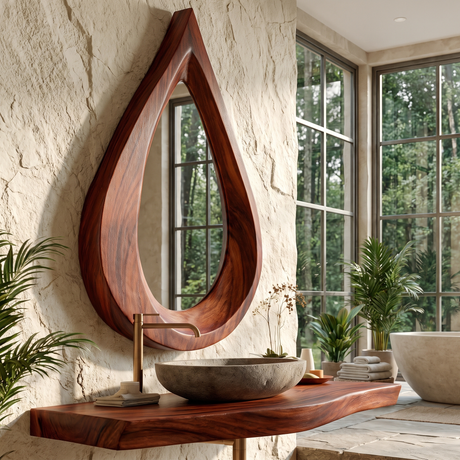 Velawyn Teardrop Sculpted Handcrafted Mirror Frame Mahogany - Timberustic Mirror