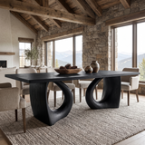 Veledell Twin Loop Sculpted Handcrafted Dining Table Black - Timberustic Dining Table