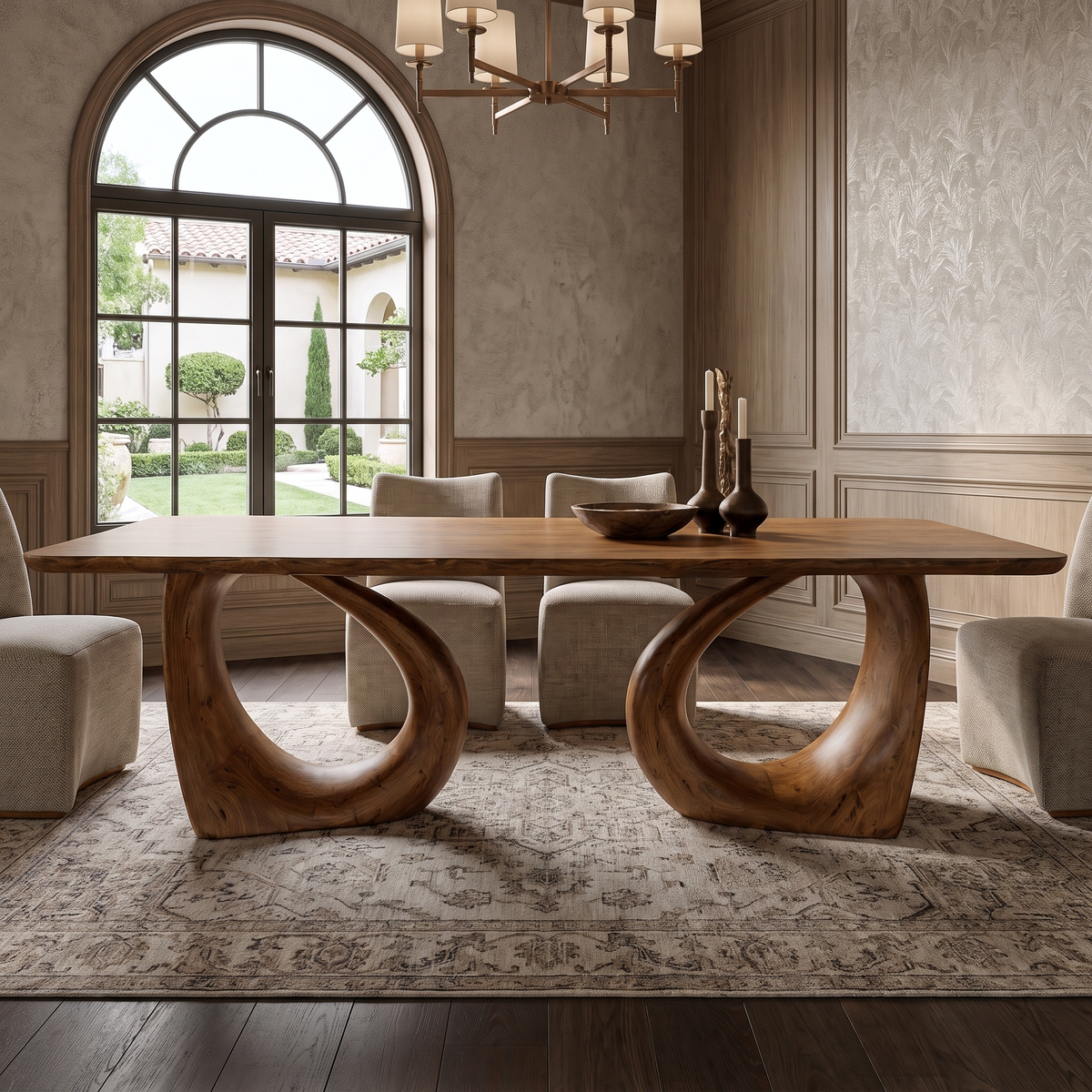 Veledell Twin Loop Sculpted Handcrafted Dining Table Brown - Timberustic Dining Table