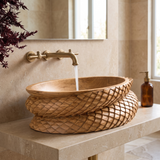 Veledrin Woven Coil Sculpted Handcrafted Vessel Sinks Natural Oak - Timberustic Vessel Sinks