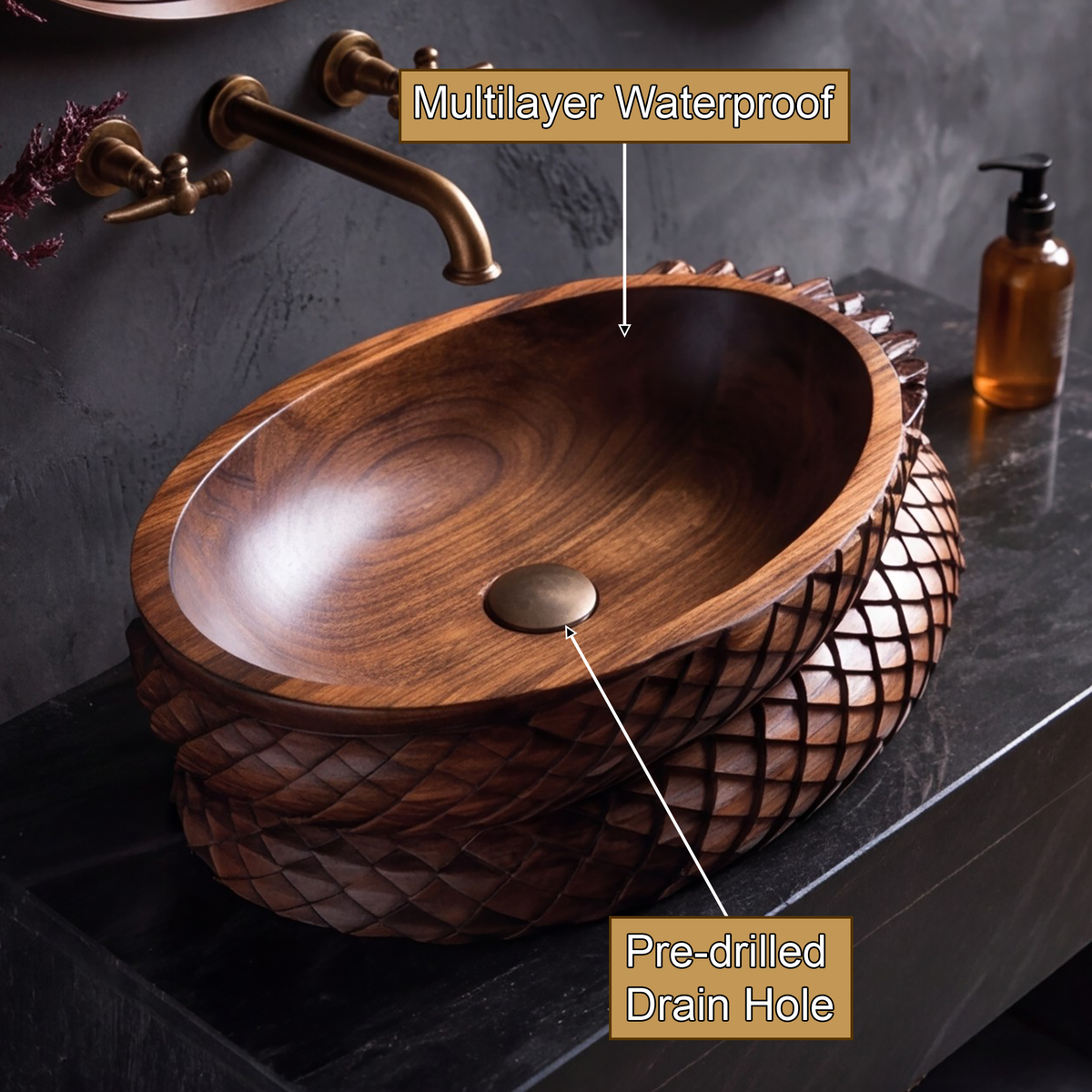 Veledrin Woven Coil Sculpted Handcrafted Vessel Sinks - Timberustic Vessel Sinks