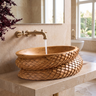 Veledrin Woven Coil Sculpted Handcrafted Vessel Sinks Teak - Timberustic Vessel Sinks