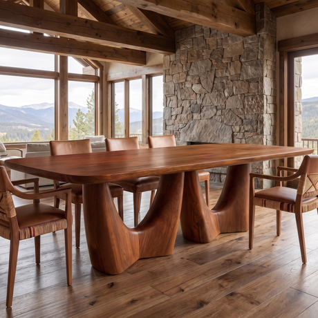 Velelune Live Edge Sculpted Handcrafted Dining Table Brown - Timberustic Dining Table