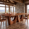 Velelune Live Edge Sculpted Handcrafted Dining Table Brown - Timberustic Dining Table