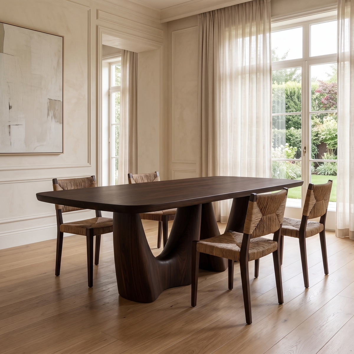 Velelune Live Edge Sculpted Handcrafted Dining Table Dark Walnut - Timberustic Dining Table
