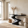 Velemere Twisting Sculpted Handcrafted Console Table by Timberustic — Black finish