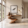 Velemere Twisting Sculpted Handcrafted Console Table by Timberustic — Brown finish