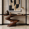 Velemere Twisting Sculpted Handcrafted Console Table by Timberustic — Dark Walnut finish