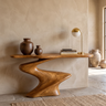Velemere Twisting Sculpted Handcrafted Console Table by Timberustic — Teak finish