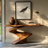 Velemere Twisting Sculpted Handcrafted Console Table by Timberustic — overall product view