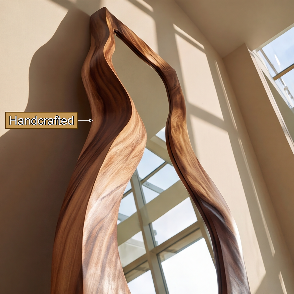 Velevyn Flowing Sculpted Handcrafted Mirror Frame by Timberustic — handcrafted details