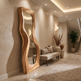 Velevyn Flowing Sculpted Handcrafted Mirror Frame by Timberustic — Natural Oak finish