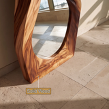 Velevyn Flowing Sculpted Handcrafted Mirror Frame by Timberustic — solid wood detail