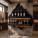Velewyn Mountain Live Edge Handcrafted Floating Wine Shelf by Timberustic — Black finish