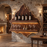 Velewyn Mountain Live Edge Handcrafted Floating Wine Shelf by Timberustic — Dark Walnut finish