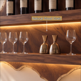Velewyn Mountain Live Edge Handcrafted Floating Wine Shelf by Timberustic — natural wood grain detail