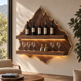 Velewyn Mountain Live Edge Handcrafted Floating Wine Shelf by Timberustic — overall product view