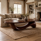 Velilune Sculpted Loop-Base Handcrafted Coffee Table by Timberustic — Dark Walnut finish